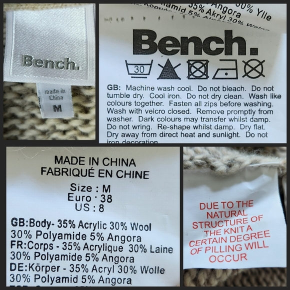 Bench Women M Marled Knit Cardigan Beige Shawl Collar Toggle Closure - Picture 8 of 8